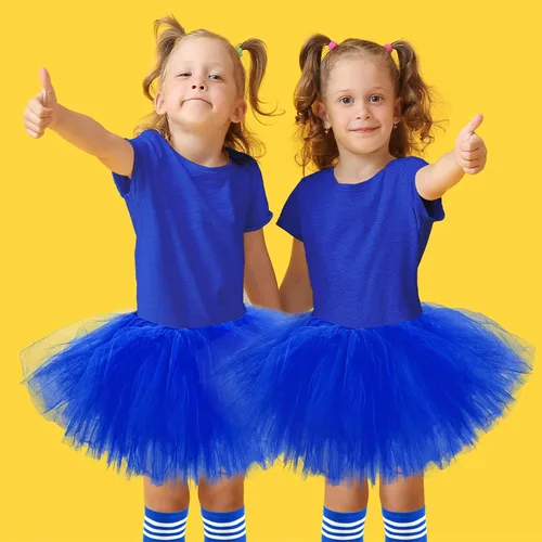 Vista 3 de Zhanmai Falda tutú de 5 capas para niños, falda tutú de tul con calcetines de tubo, disfraces de princesa para corredores, cosplay para niñas y niños