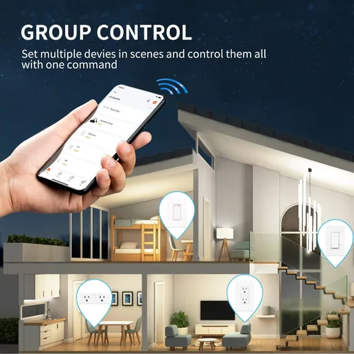 Vista 8 de Enchufe inteligente Matter Dual, funciona con Apple Home, Siri, Alexa, Google Home, SmartThings, toma inteligente 15A/1800W Max, automatización