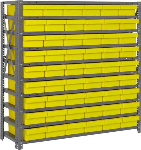 Vista 148 de Quantum QSBU-245BK Heavy Duty Shelving Unit with (7) Shelves and (24) QUS245 Black Bins for Garage Warehouse Storage Distribution 400 lb Load