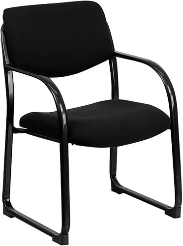 Vista 4 de Flash Furniture Silla de recepción lateral ejecutiva de tela negra Richie con base de trineo