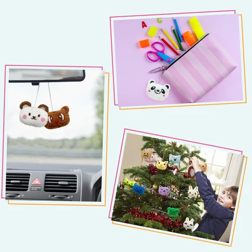 Vista 6 de XIPEGPA Juego de 60 juguetes de peluche de animales pequeños, llavero de juguete de peluche para recuerdos de fiesta, llavero adorno para bolsa