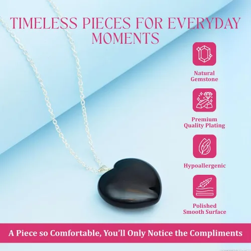 Vista 5 de Gempires Love - Collar con colgante de cristal de corazón para mujer, chapado en plata, cadena ajustable de 18 + 2 pulgadas