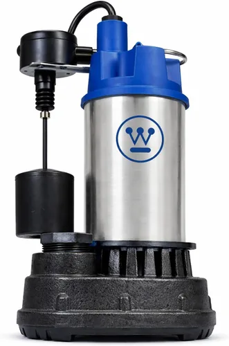 Vista 4 de Westinghouse Bomba sumergible de sumidero 1/2 HP – Bomba de sumidero de sótano de hierro fundido resistente y acero inoxidable con interruptor