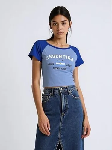 Vista 2 de Colombia Baby Tee Verano Crop Tops Y2k Ropa México Jersey 90s Graphic Tee 2000s Salir