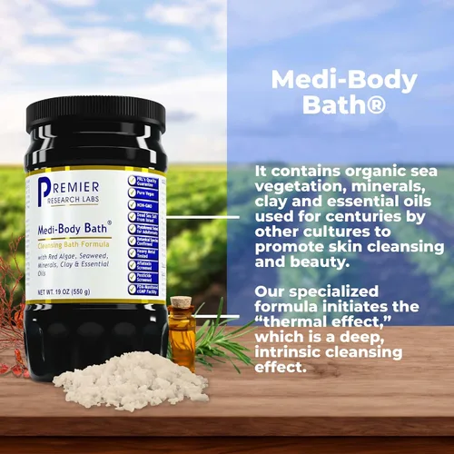 Vista 2 de Premier Research Labs Medi-Body Bath - Sales de baño, sales del mar muerto para remojar, bañarse, baño relajante enriquecido con minerales
