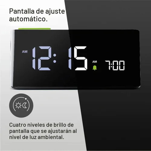 Vista 3 de Braun Reloj despertador digital con pantalla LCD VA, almohadilla táctil de repetición, ajuste rápido, ajuste automático del brillo de la pantalla