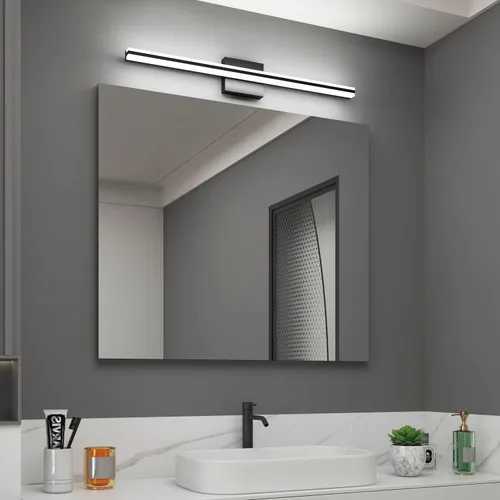 Vista 9 de SOLFART Lámpara de tocador de baño, color negro mate, 32 pulgadas, luces LED para baño, 6000 K, accesorios de pared ND