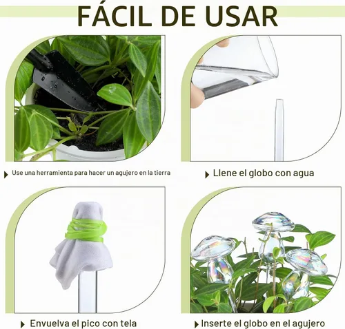 Vista 4 de meekoo 10 globos de riego de plantas de vidrio para riego automático al aire libre, dispositivo de inserción de maceta con degradado de arco iris