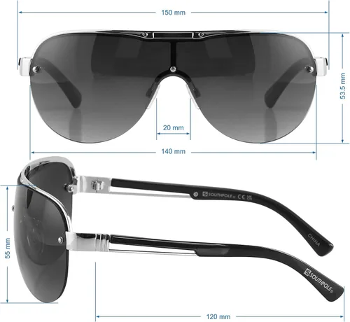 Vista 5 de Southpole 5075sp Retro 90s - Gafas de sol con protección rectangular y protección UV regalos geniales para hombres 5394in