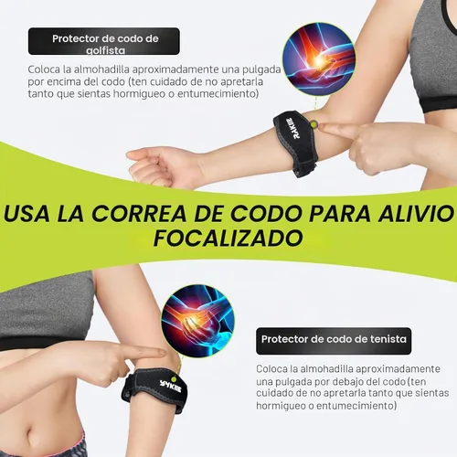Vista 3 de Rakiie Paquete de 2 Coderas para Codo de Tenista para Hombres y Mujeres, Correa Ajustable Antideslizante para Codo de Golfista con Almohadilla
