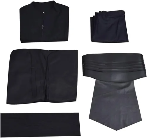 Vista 7 de Darth Maul - Conjunto completo de túnica negra para hombre, disfraz de Halloween con capucha y capa para cosplay