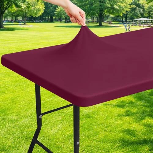 Vista 16 de Moosfor - Mantel elástico de elastano para mesa rectangular de 4 pies, manteles ajustables para picnic, funda estirable y lavable para mesa de patio