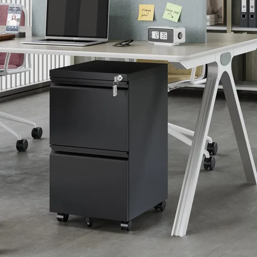 Vista 4 de Fesbos Archivador vertical de 2 cajones Armario de llenado móvil con cerradura para archivos legales o de letras Archivador de almacenamiento