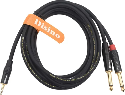 Vista 2 de Cable estéreo TRS de 1/8 de pulgada a doble 1/4 de pulgada TS Mono Y-Splitter Cable 0.138 in Aux Mini Jack Stereo Breakout Cable Cables de ruta - 6