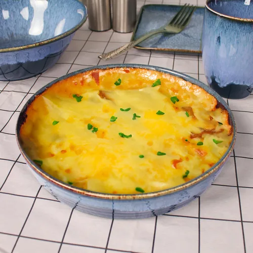 Vista 5 de Platos de porcelana para gratinar, aptos para microondas y horno, cazuelas, juego de platos gratinados para lasaña y zapateros, 17 onzas, 7.9