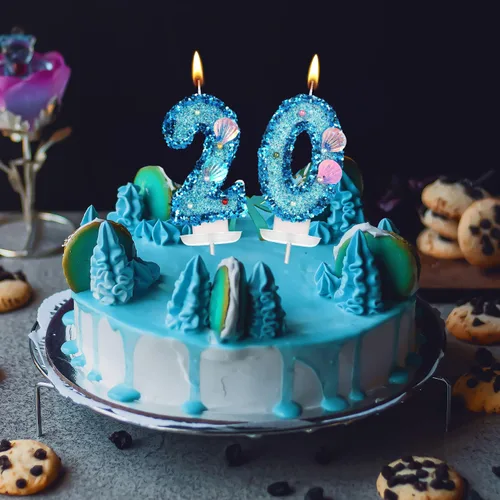 Vista 5 de Vela de número de cumpleaños de 3 pulgadas, con purpurina para decoración de pastel, lentejuelas y números de pastel para cumpleaños, boda