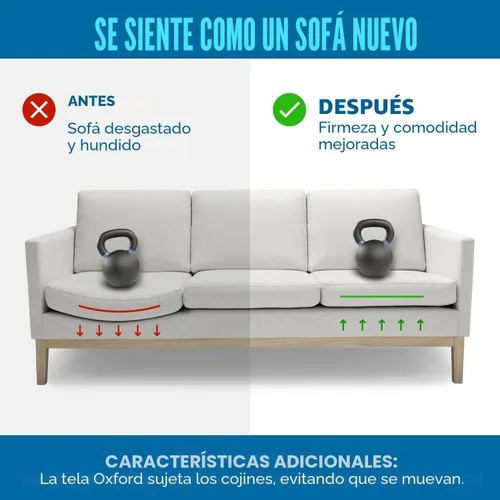 Vista 2 de Meliusly Soporte de cojín de sofá resistente para cojines caídos (21 x 48) tablero de soporte de cojín de sofá de madera diseñada para asiento