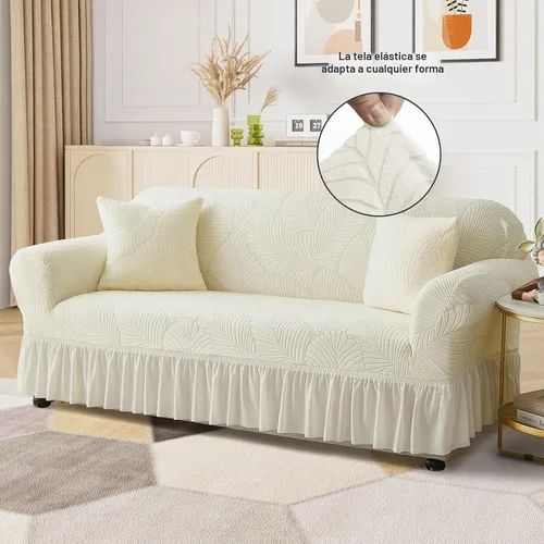 Vista 2 de WONGS BEDDING Funda de terciopelo elástico para sofá, funda acolchada con falda, apta para mascotas, duradera, lavable, elástica, de fácil ajuste