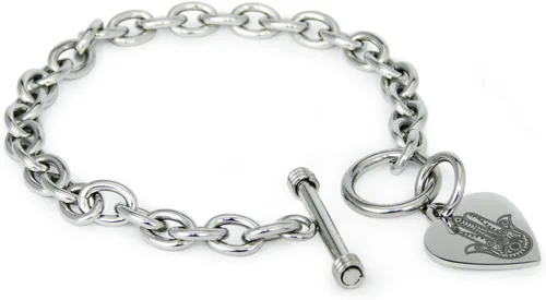 Vista 29 de Pulsera y Collar con Dijes de Símbolos de Corazón de Acero Inoxidable Solo pulsera de plata