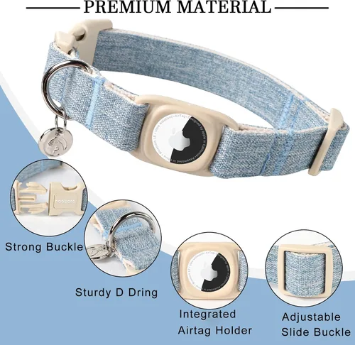 Vista 159 de DOGWONG Collar para perro de San Valentín, collar ajustable de algodón con corazón de caramelo azul, perfecto para perros pequeños a medianos