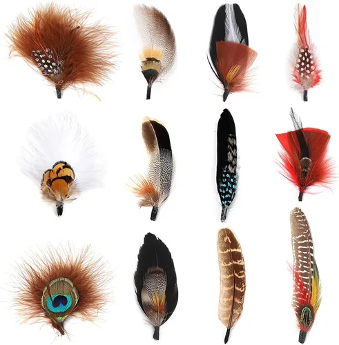 Vista 9 de 12 plumas para sombrero, plumas naturales surtidas para sombreros, coloridos pines de plumas reales para manualidades, sombreros de vaquero