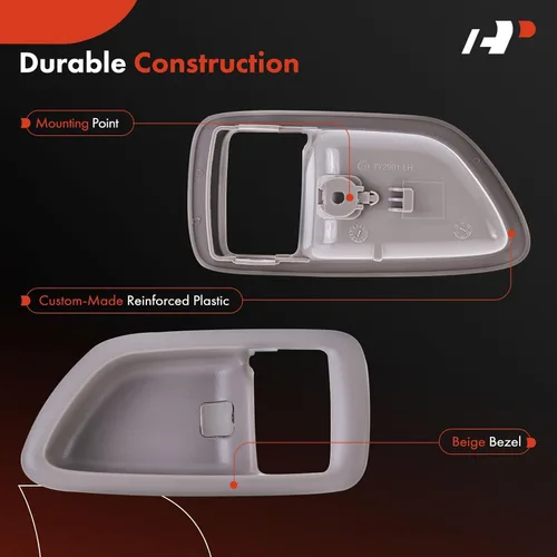 Vista 4 de A-Premium Bisel de manija de puerta interior del lado del conductor delantero o trasero izquierdo compatible con Toyota Tundra 2004-2006 Crew Cab
