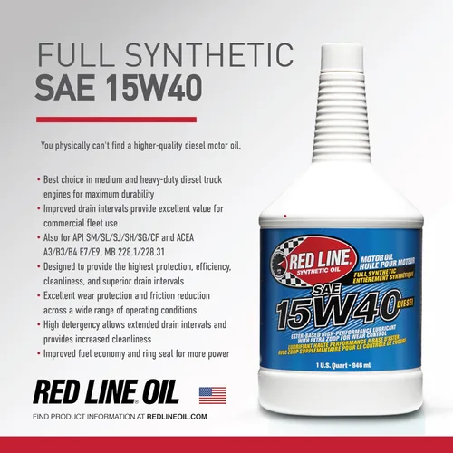 Vista 3 de Red Line (21405) 15W40 Aceite sintético para motor diésel – 1 galón (paquete de 4)