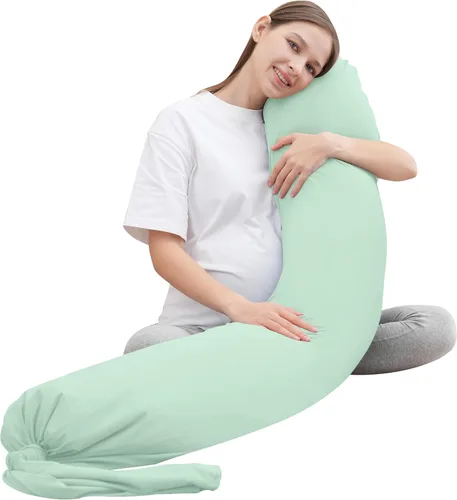 Vista 16 de MOON PARK - Almohada de embarazo con funda de enfriamiento increíblemente suave y lisa en forma de I, almohada de maternidad de cuerpo completo