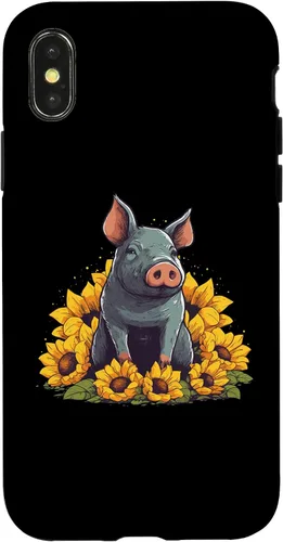Vista 5 de iPhone 12 mini Cute Pig Lover Sunflower Farmer Farm for Women Men Case