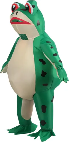 Vista 3 de XUANNIAO Disfraz inflable de animal para Halloween, cosplay, vestido de fiesta de cosplay, disfraz de lujo (rana verde para adultos
