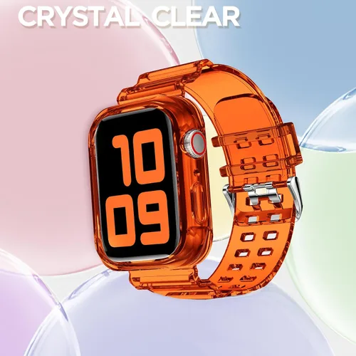 Vista 294 de DABAOZA - Correa transparente compatible con Apple Watch con estuche protector, correa deportiva de TPU con brillo para mujeres y hombres