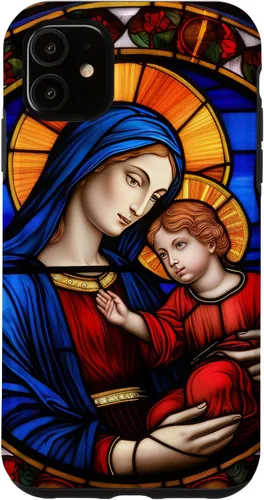 Vista 8 de Blessed Virgin Mary and Jesus Christ Stained Glass Case for iPhone 16