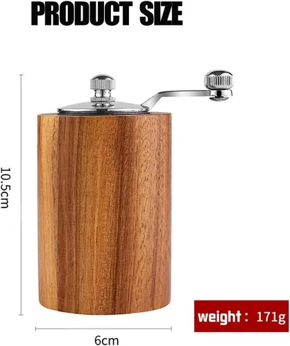 Vista 7 de Juego de molinos de sal y pimienta de madera de acacia, agitadores de madera con núcleo de cerámica ajustable, molinillo de sal manual clásico