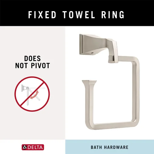 Vista 2 de Delta Dryden 75146-SS - Toallero de mano (1 unidad) de acero inoxidable brillante para toalla de baño para pared de baño, toallero cuadrado