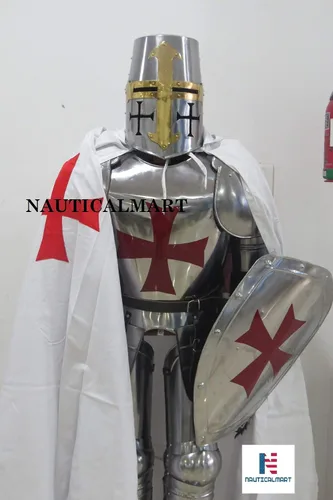 Vista 3 de NauticalMart Traje de caballero medieval de armadura cruzada armadura de cuerpo completo disfraz de Halloween