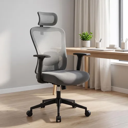 Vista 10 de Ergonomic Mesh Office Chair, 350LB Heavy Duty High Back Desk Chair, Adjustable Headrest, Auto Adaptive Lumbar Support, Memory Foam Cushion, Armrests