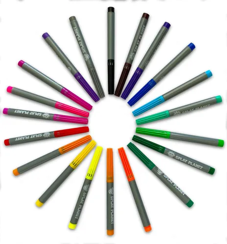 Vista 2 de Splat Planet Paquete de parachoques mágicos bolígrafos de tela, 20 bolígrafos no tóxicos lavables para colorear tus propias camisetas.