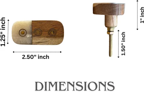 Vista 2 de Perilla Home Juego de 6 pomos de puerta de madera - Pomos decorativos ovalados con incrustación para puerta con mango, elegante adición