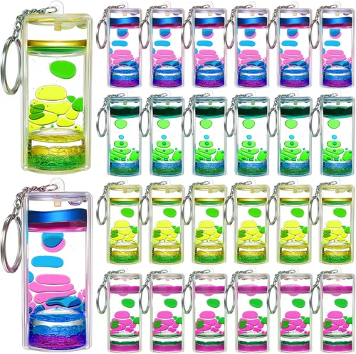 Vista 7 de Equsion 6 llaveros líquidos con burbujas de movimiento, juguetes sensoriales con temporizadores líquidos, regalos para estudiantes de fin de año