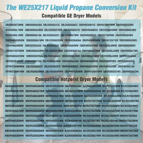 Vista 4 de Kit de conversión de propano líquido genuino OEM GE WE25X217 para secadoras de gas GE