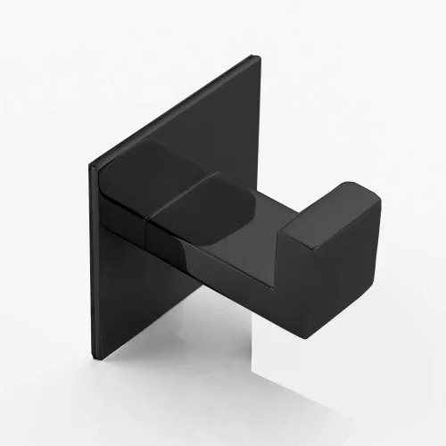 Vista 4 de Gancho para toallas de baño de acero inoxidable autoadhesivo para bata de baño, sin necesidad de tornillos y acabado negro