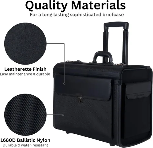Vista 14 de Alpine Swiss Maletín para portátil con ruedas de 17" con ruedas Attache Abogados Case Legal Size Negro