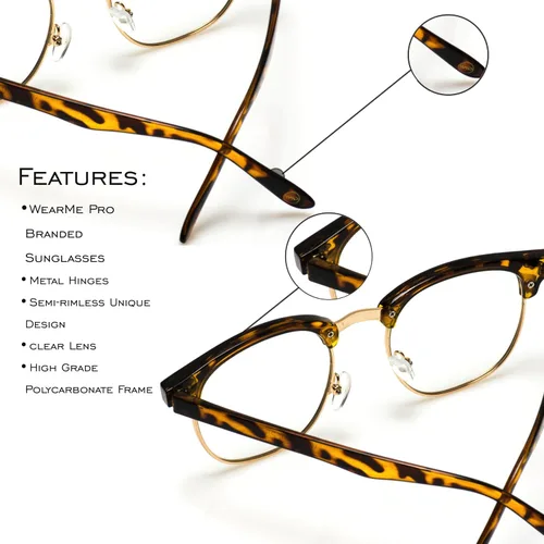 Vista 3 de Lentes transparentes lustrados con marco medio estilo clásico vintage