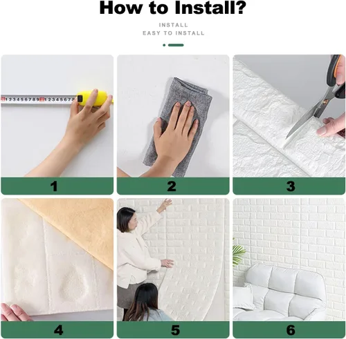 Vista 5 de Calcomanías de pared de ladrillo 3D de 47.2 x 23.6 pulgadas, paneles de espuma autoadhesivos, papel tapiz de ladrillo para sala de estar, fondo