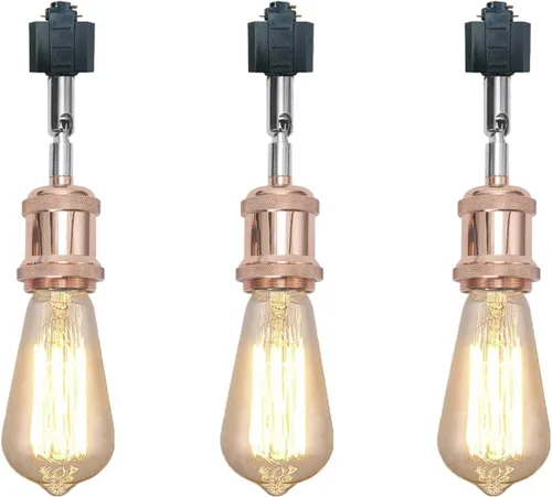 Vista 27 de Paquete de 1 unidad de diseño retro E26/E27 con base de título ajustable, ángulo de título rotado, sistema H, mini iluminación de cabeza de pista