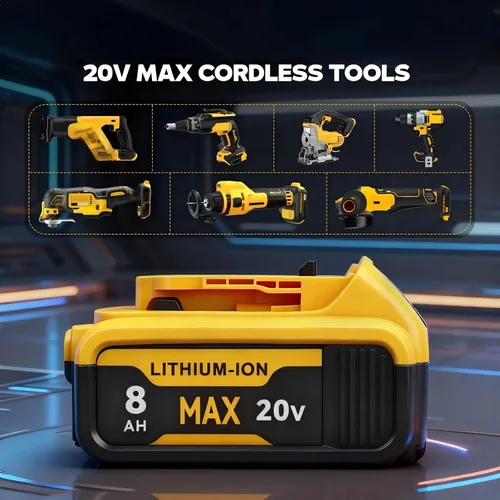 Vista 2 de Paquete de 2 baterías de alta capacidad de 8000 mAh compatibles con DEWALT 20V MAX