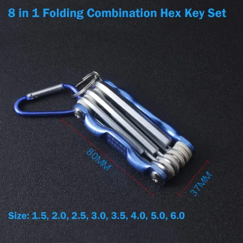 Vista 5 de Utoolmart Juego de llaves hexagonales, juego de llaves Allen 8 en 1, herramienta de reparación de llaves combinadas plegables para tornillo