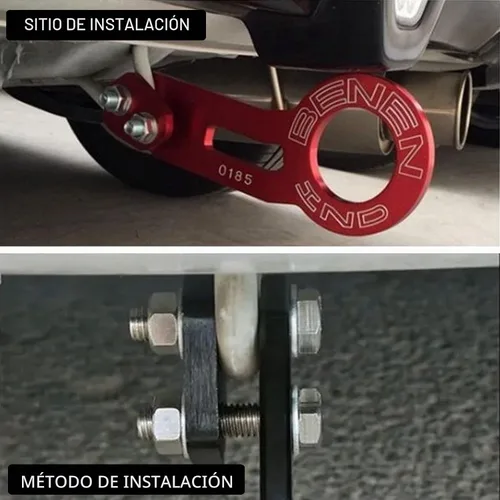Vista 5 de Heart Horse Gancho de Remolque Trasero para Automóvil Universal, JDM Parachoques Anillo de Remolque Automático de Liberación Rápida Aleación de Negro