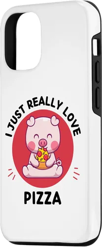 Vista 2 de iPhone 15 Kawaii Cute Pig I Just Really Love Pizza Lover Case