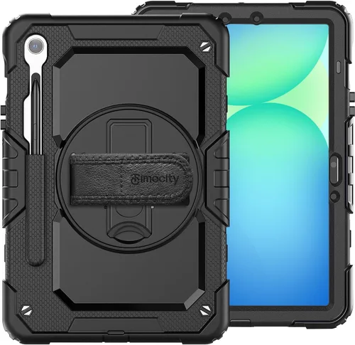 Vista 9 de Timecity - Funda protectora resistente para Samsung Galaxy Tab S10 Lite, S10 FE, S9 FE 5G, S9, 10.9 y 11 pulgadas, con protector de pantalla, Negro